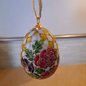 Vtg Cloisonne Exquisite Enamel Pink & Purple Flowers Green Leaves & Yellow